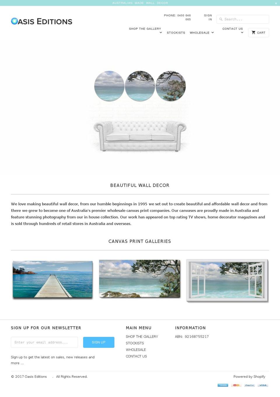 oasiseditions.com.au shopify website screenshot