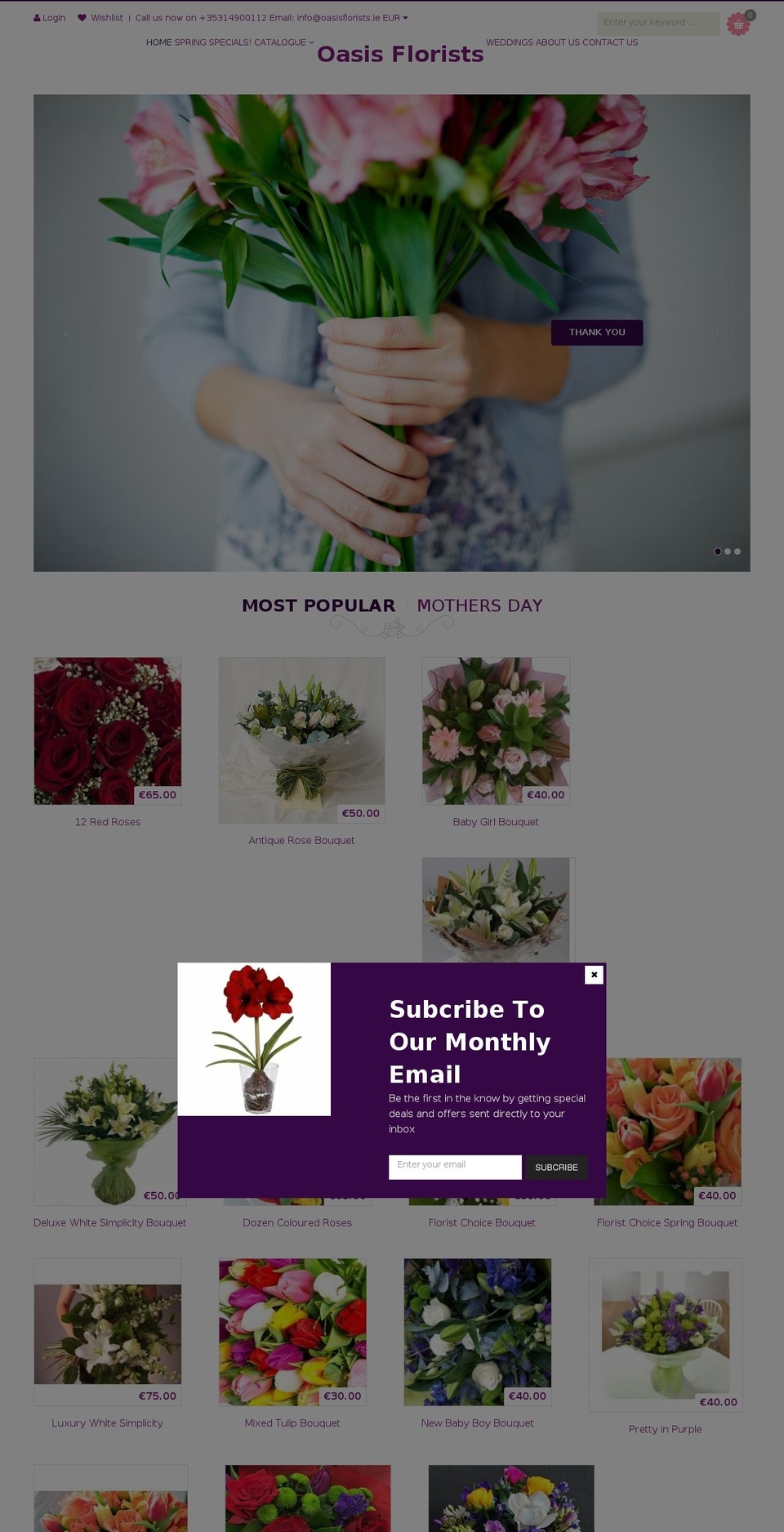 oasisflorists.ie shopify website screenshot