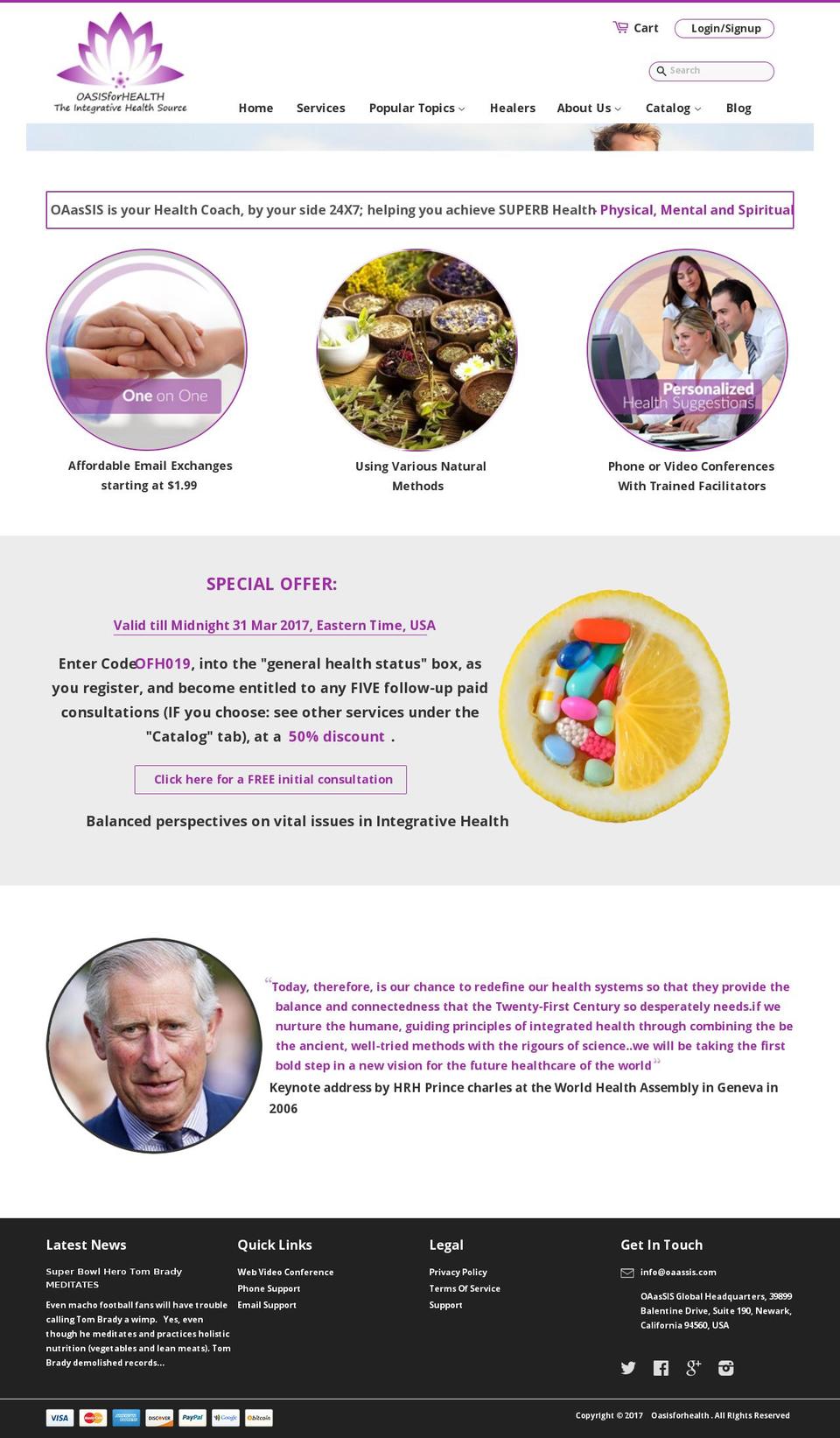 oasisforhealth.com shopify website screenshot