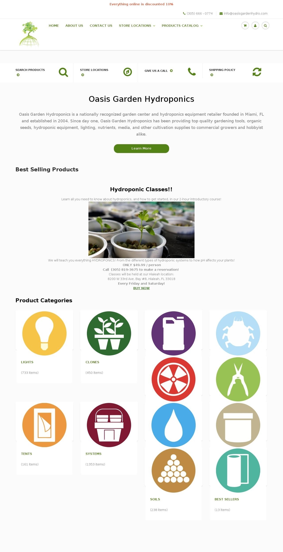 oasisgardenhydro.com — Shopify storefront screenshot