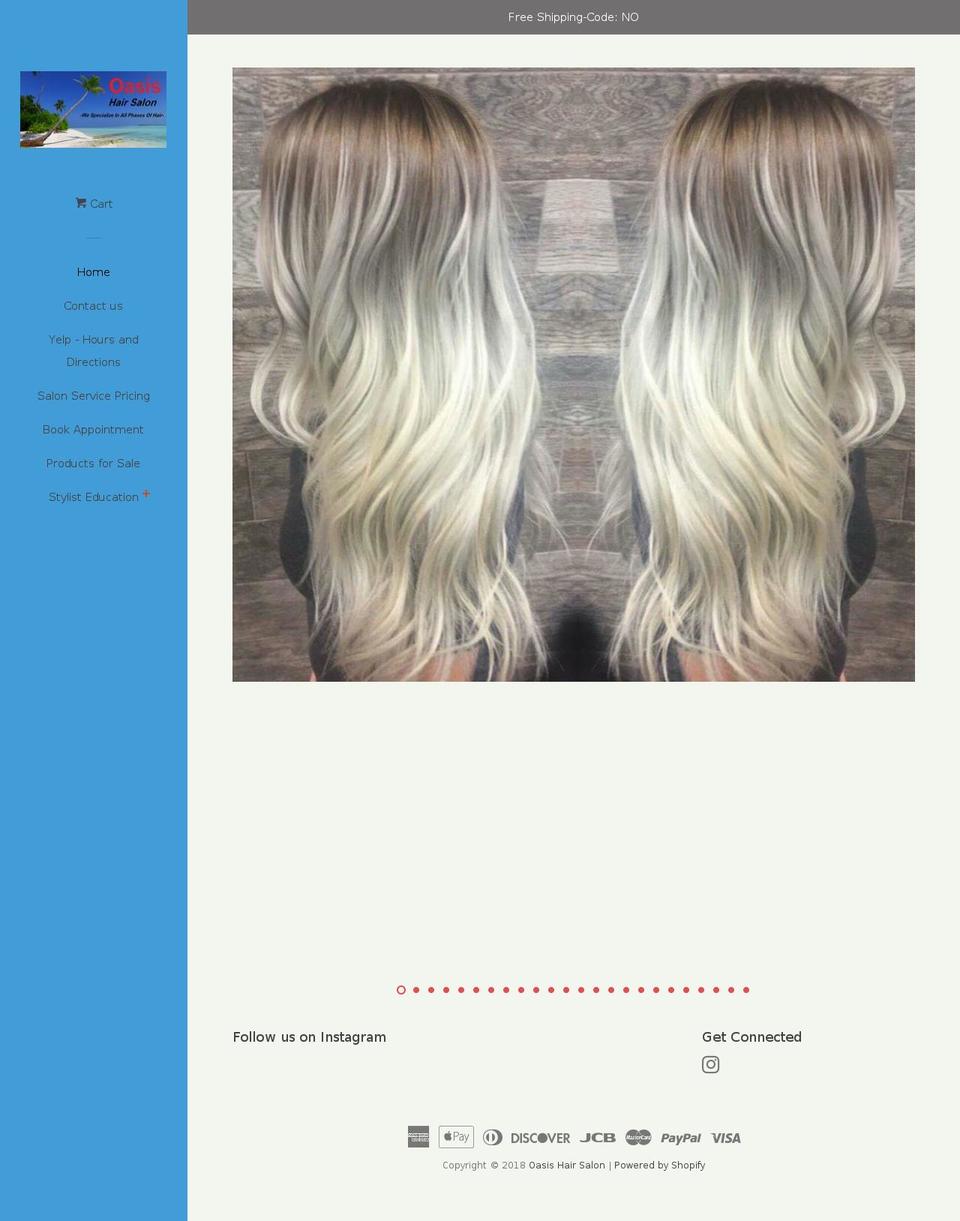 oasishairsalon-hb.com shopify website screenshot