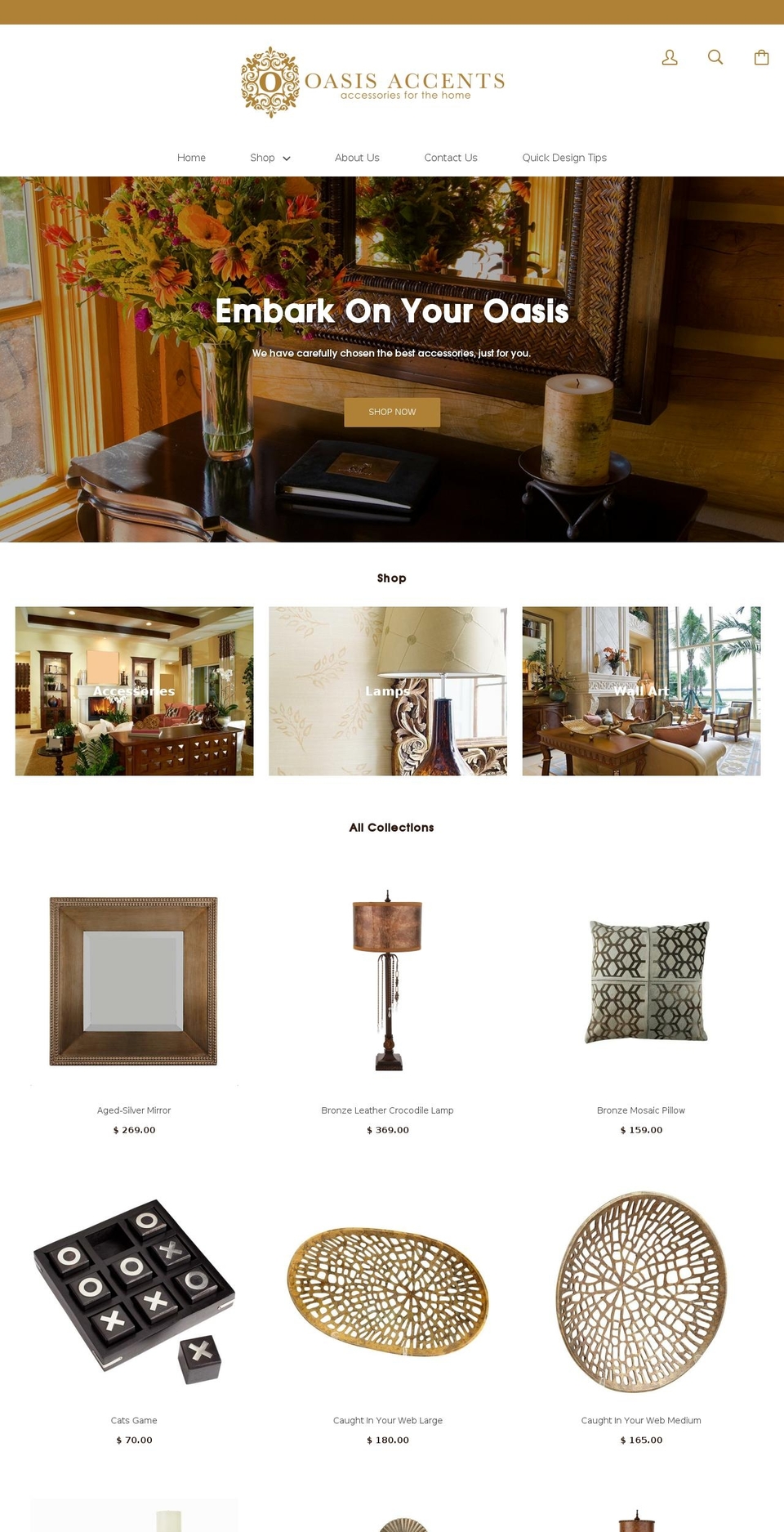 oasishomeaccents.com shopify website screenshot