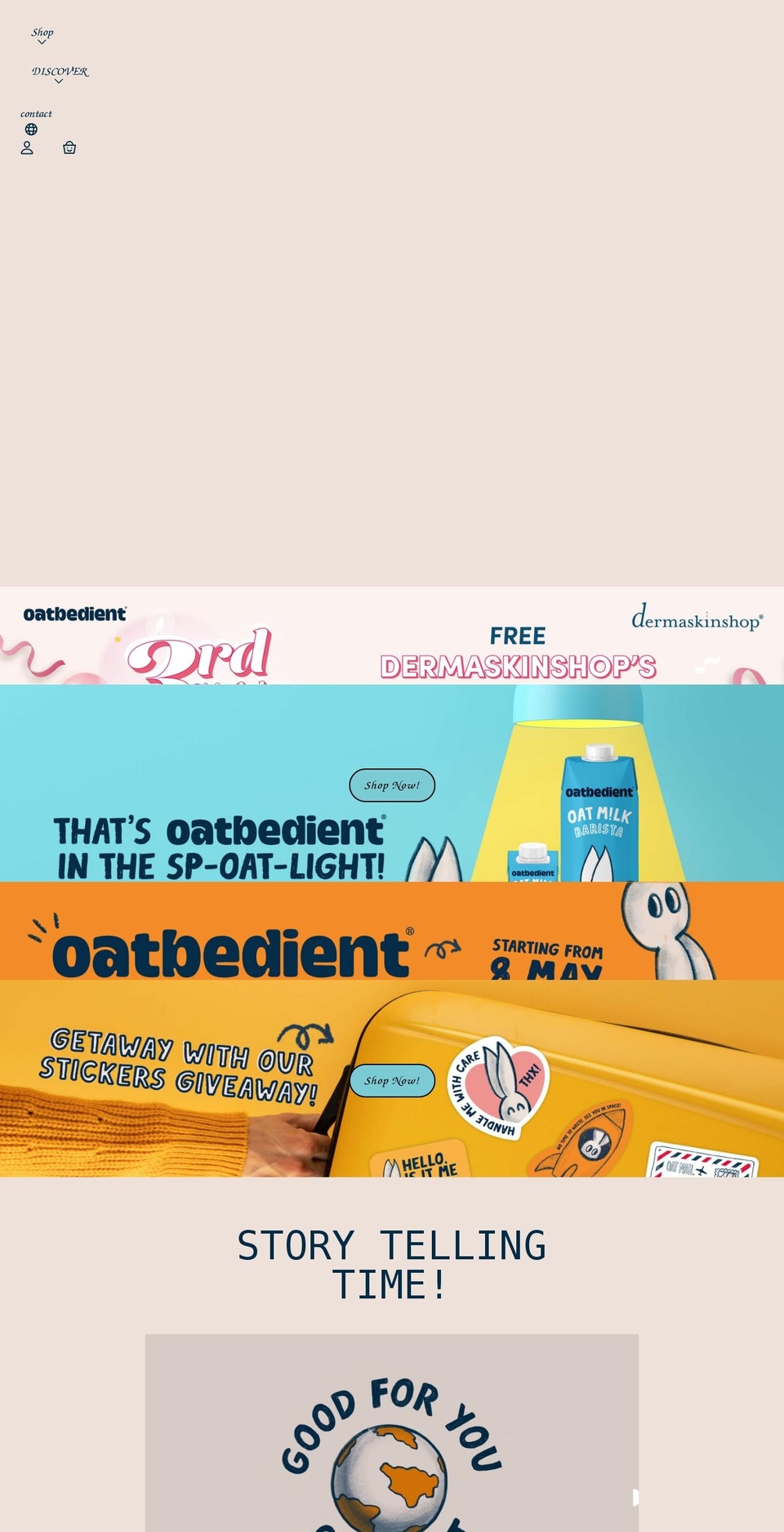 oatbedient.com shopify website screenshot