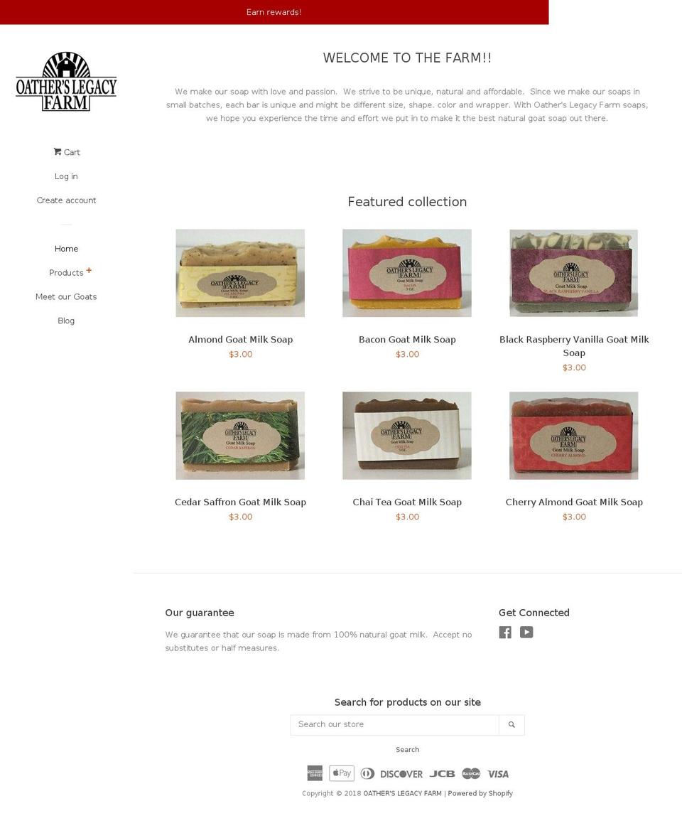 oatherslegacyfarm.com shopify website screenshot
