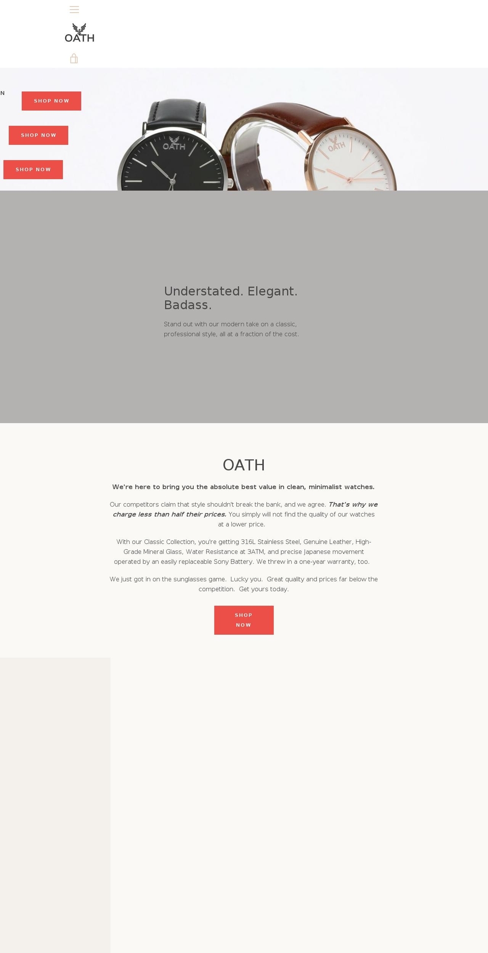 oathwatches.com — Shopify storefront screenshot