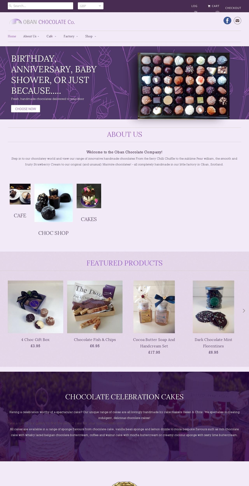 obanchocolate.net shopify website screenshot
