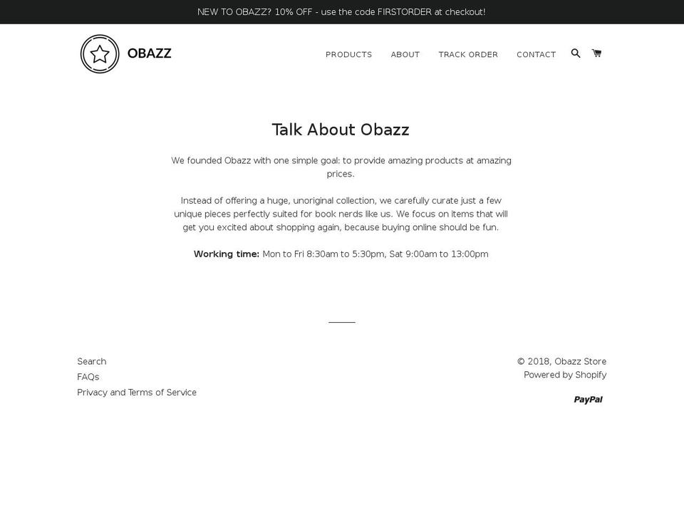 obazz.com — Shopify storefront screenshot