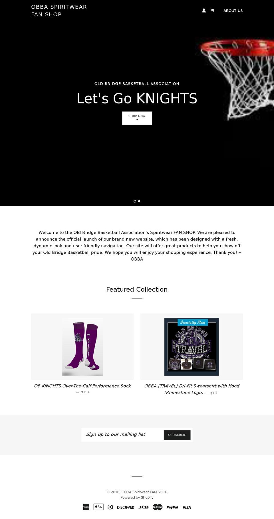 obbaspiritshop.com — Shopify storefront screenshot