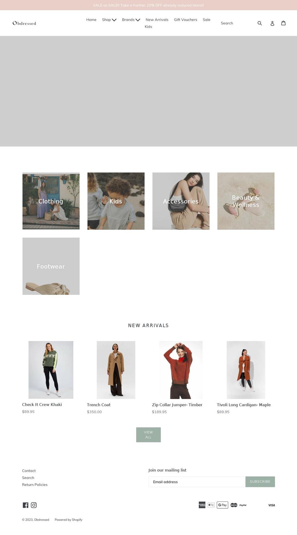 obdressed.com.au shopify website screenshot