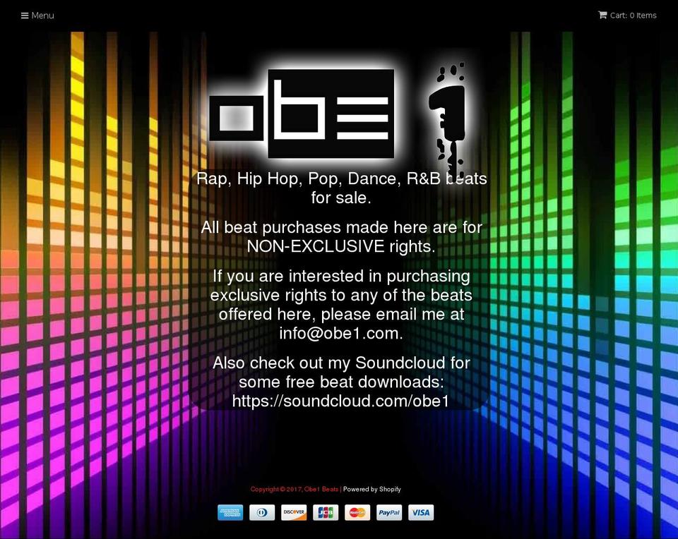 obe1.com shopify website screenshot