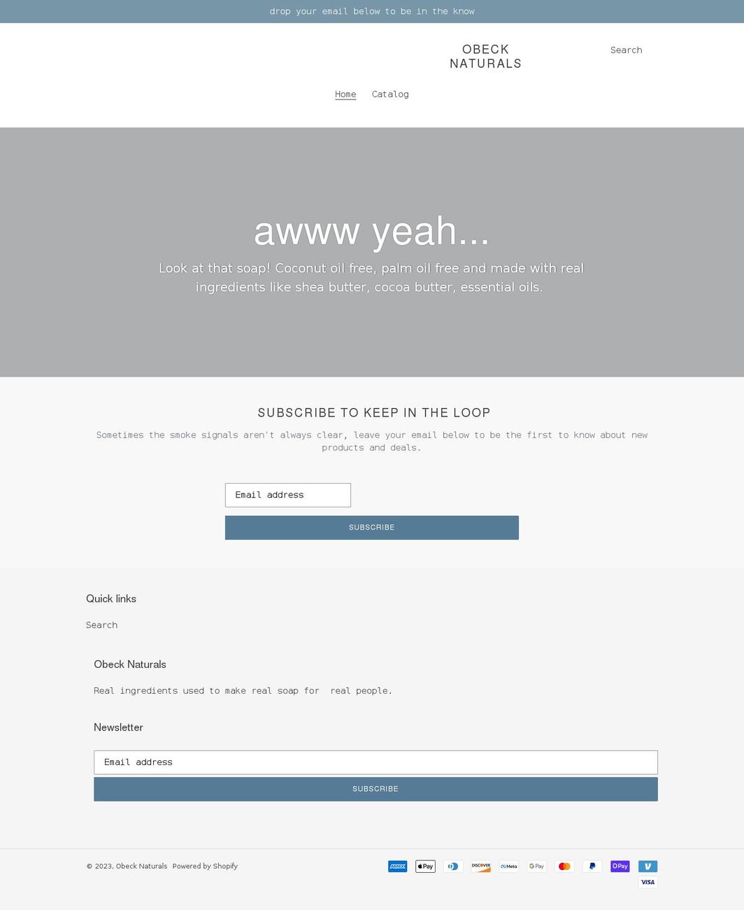 obecknaturals.com shopify website screenshot