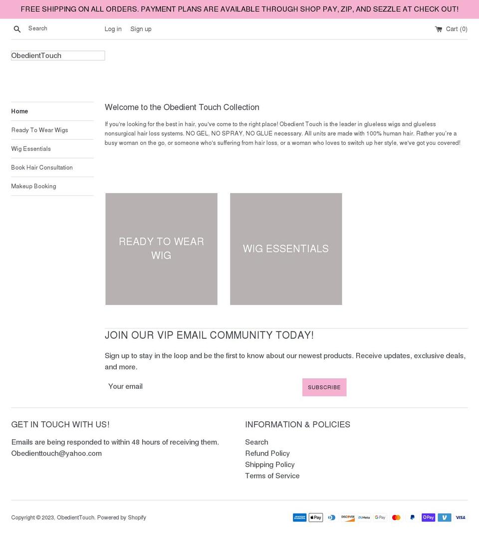 obedienttouch.com shopify website screenshot