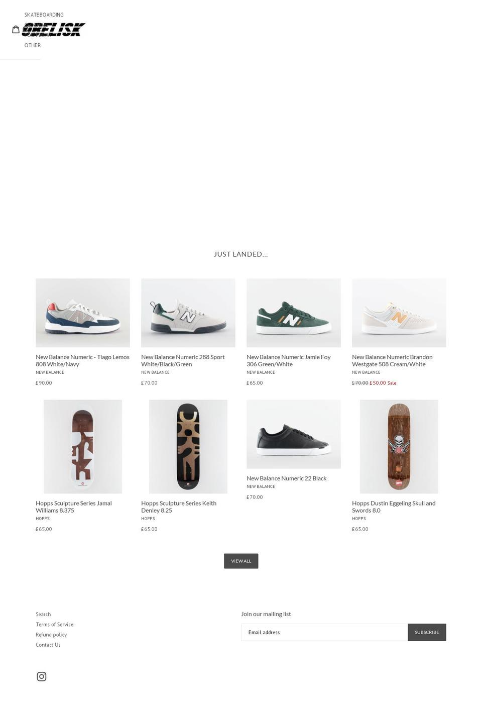 obeliskstore.com shopify website screenshot