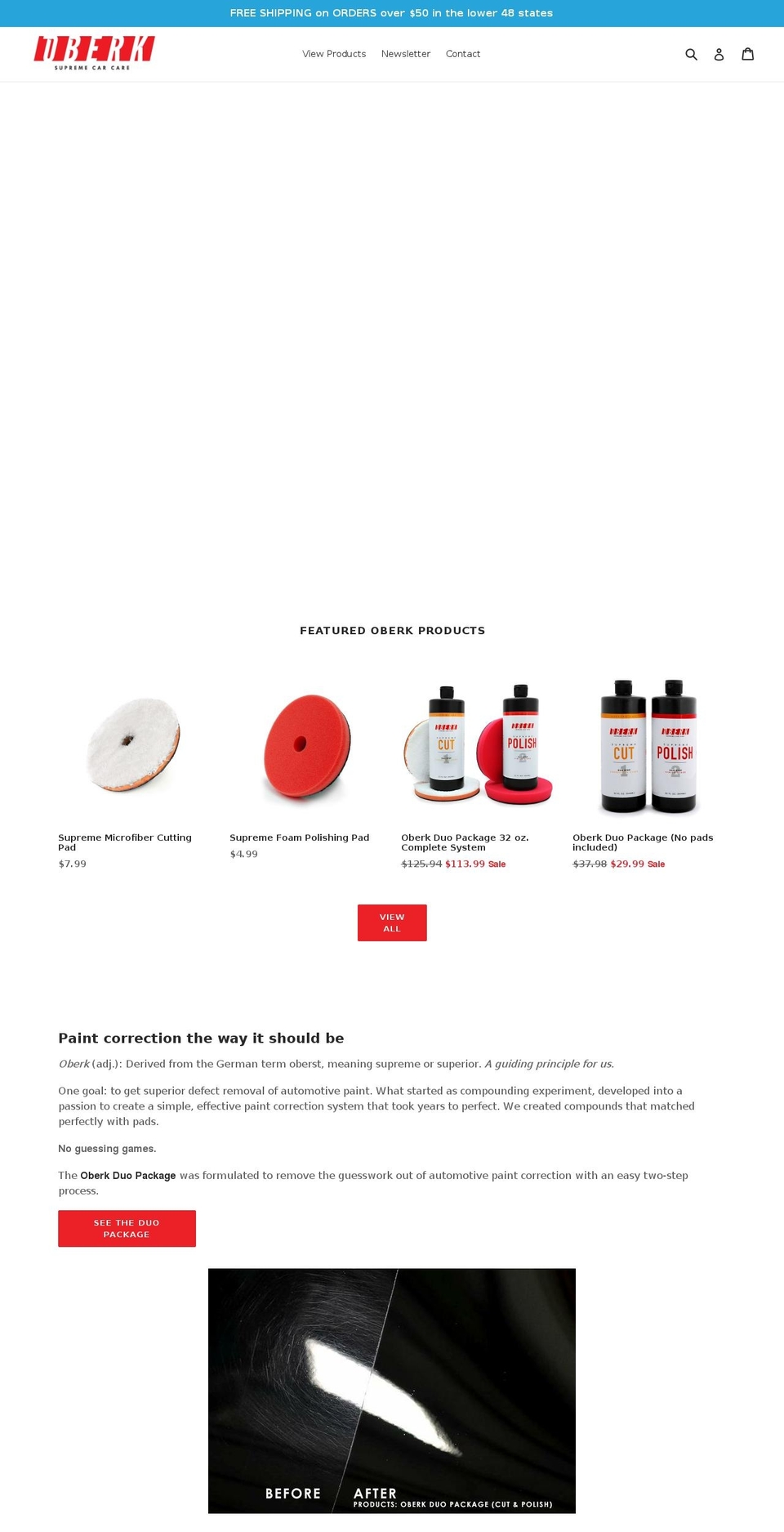 oberkcarcare.com — Shopify storefront screenshot