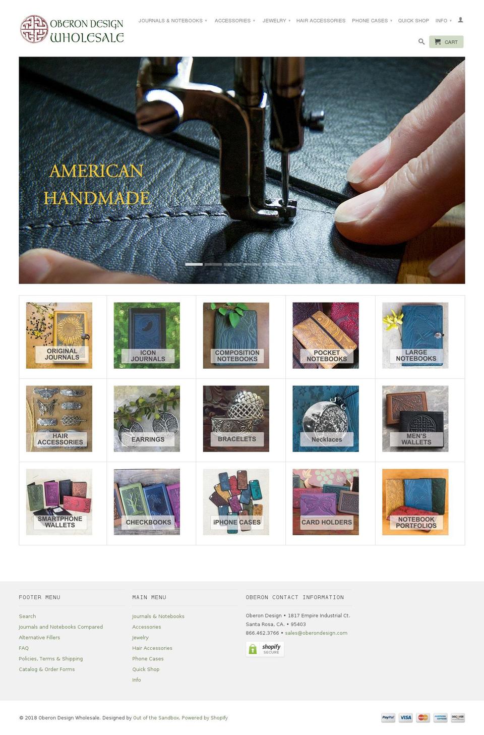 oberon-design-wholesale.com — Shopify storefront screenshot