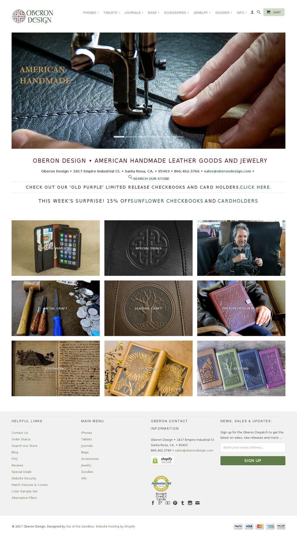 oberondesignsite.com shopify website screenshot