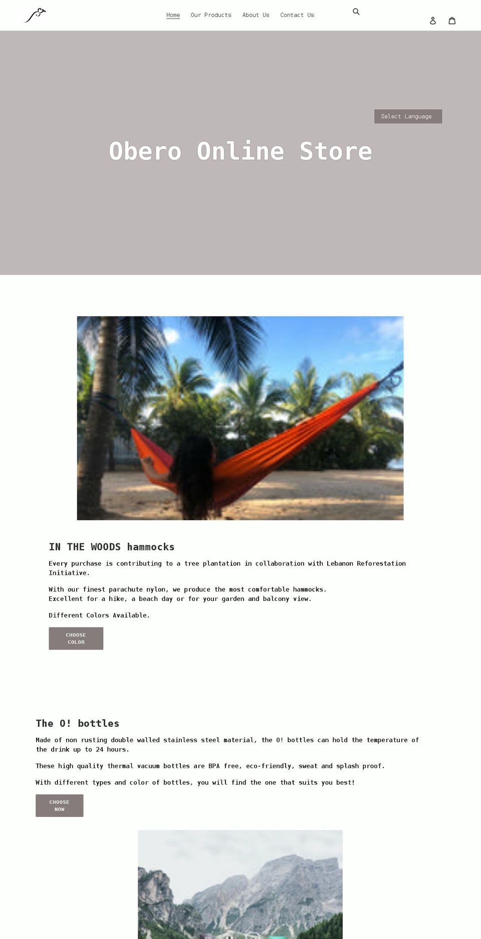 oberostore.com shopify website screenshot