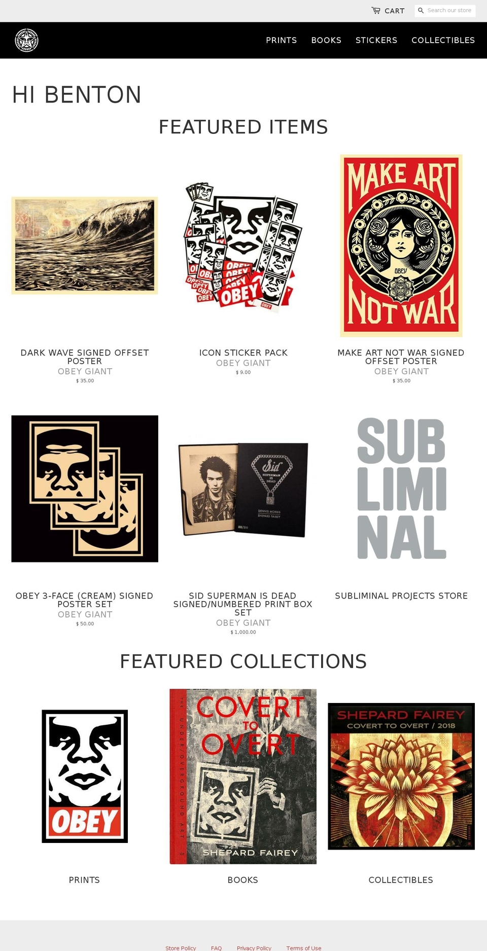 obeyrecords.com — Shopify storefront screenshot