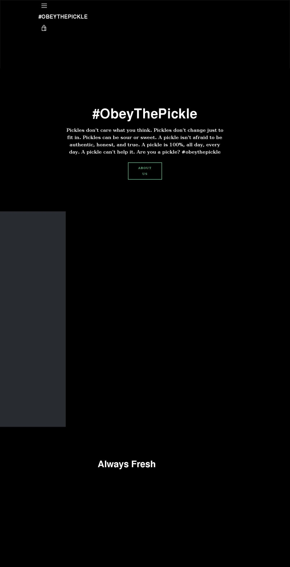 obeythepickle.com — Shopify storefront screenshot