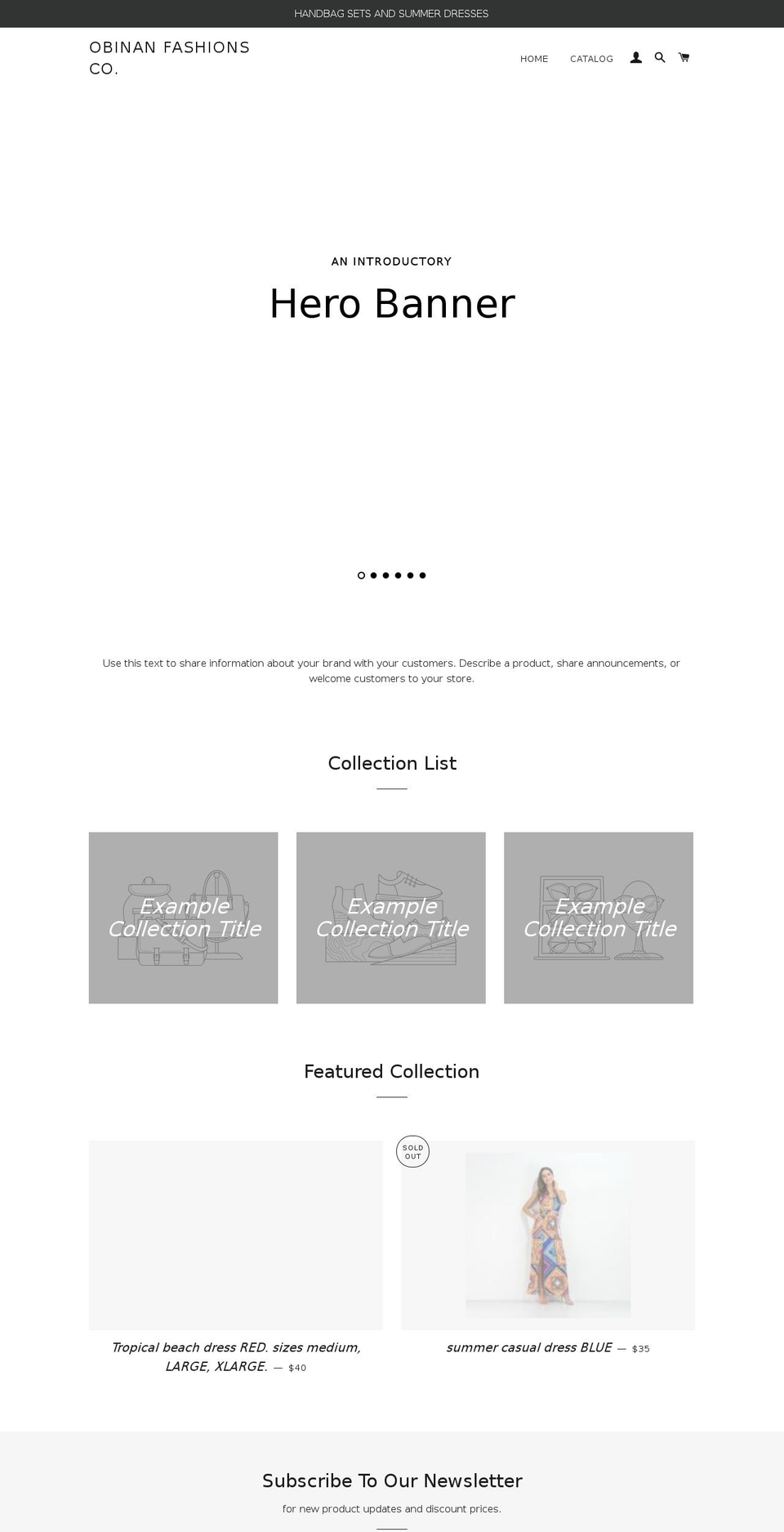 obinanfashions.com — Shopify storefront screenshot