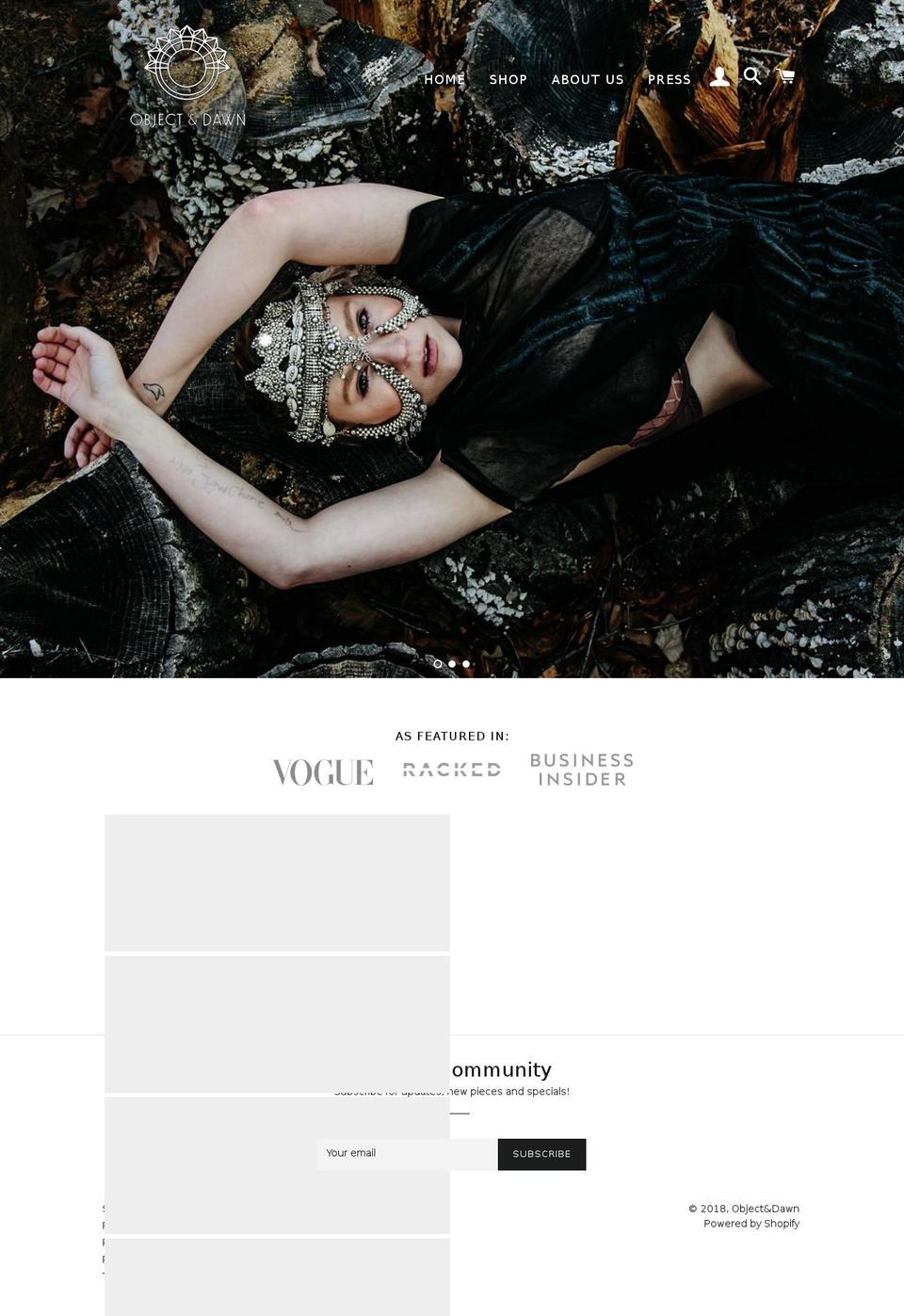 objectanddawn.com — Shopify storefront screenshot