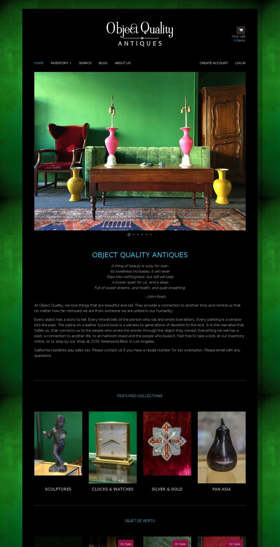 objectquality.com shopify website screenshot