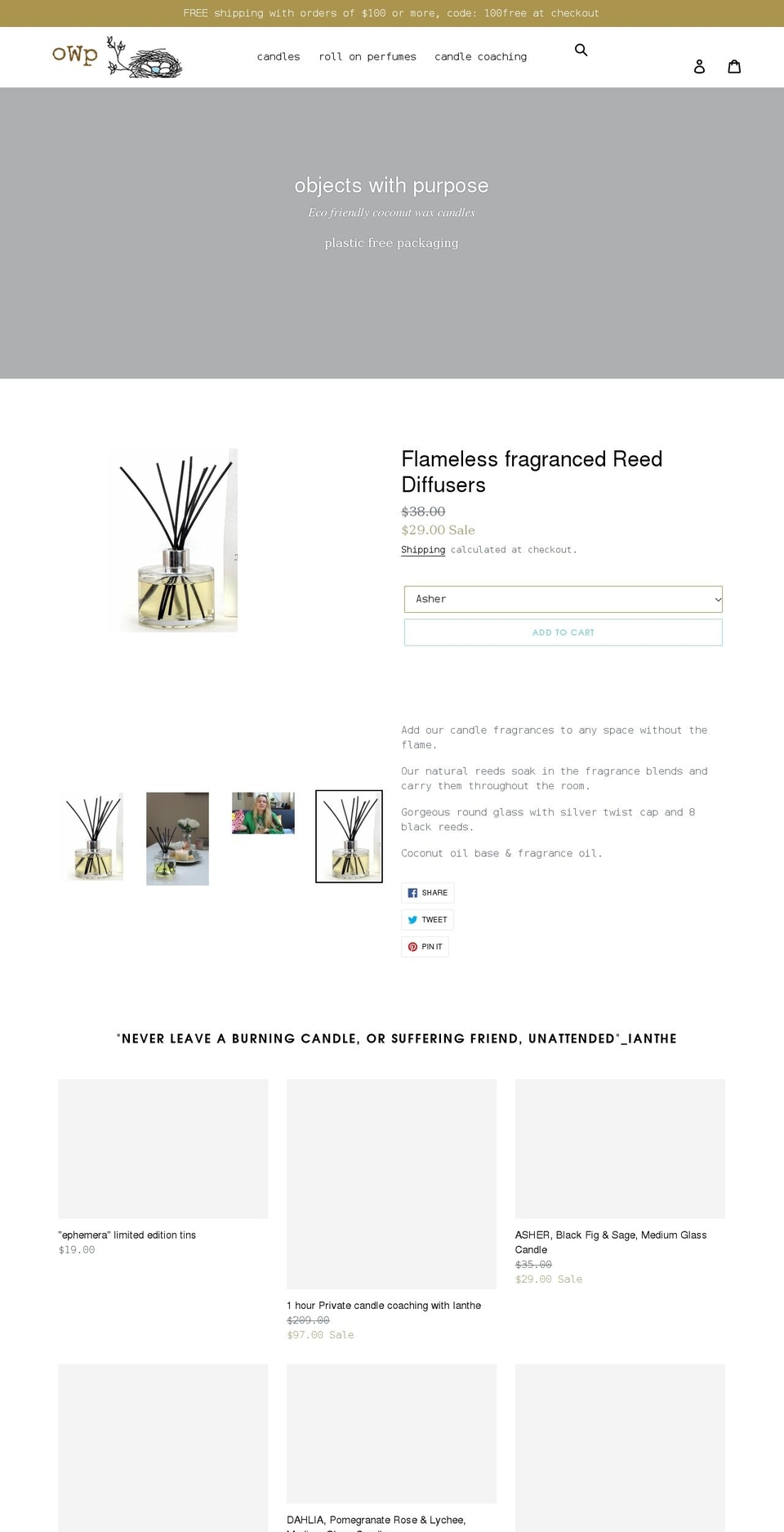 objectswithpurpose.com shopify website screenshot