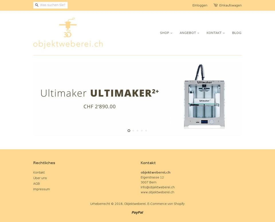 objektweberei.ch shopify website screenshot