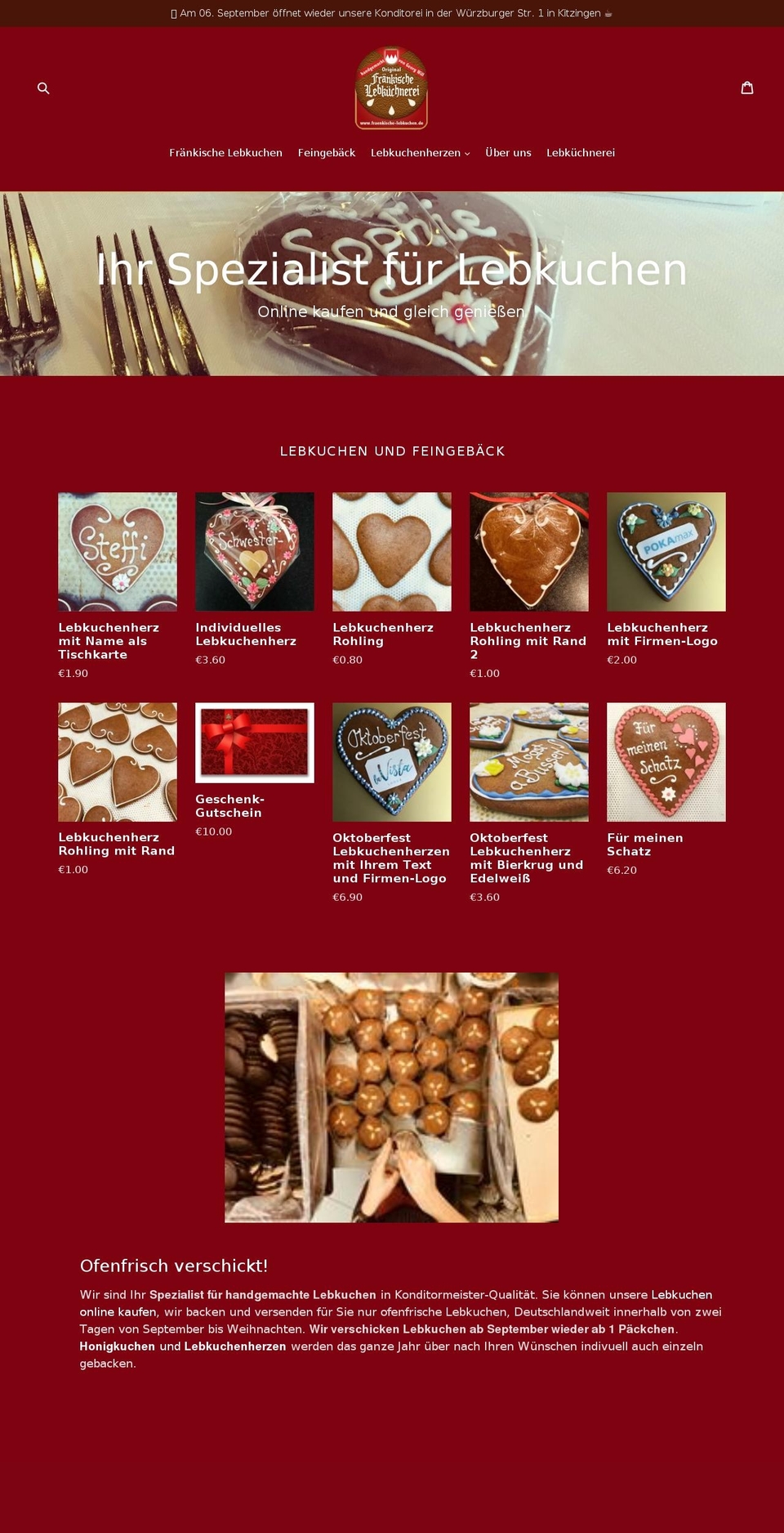 oblatenlebkuchen.de shopify website screenshot