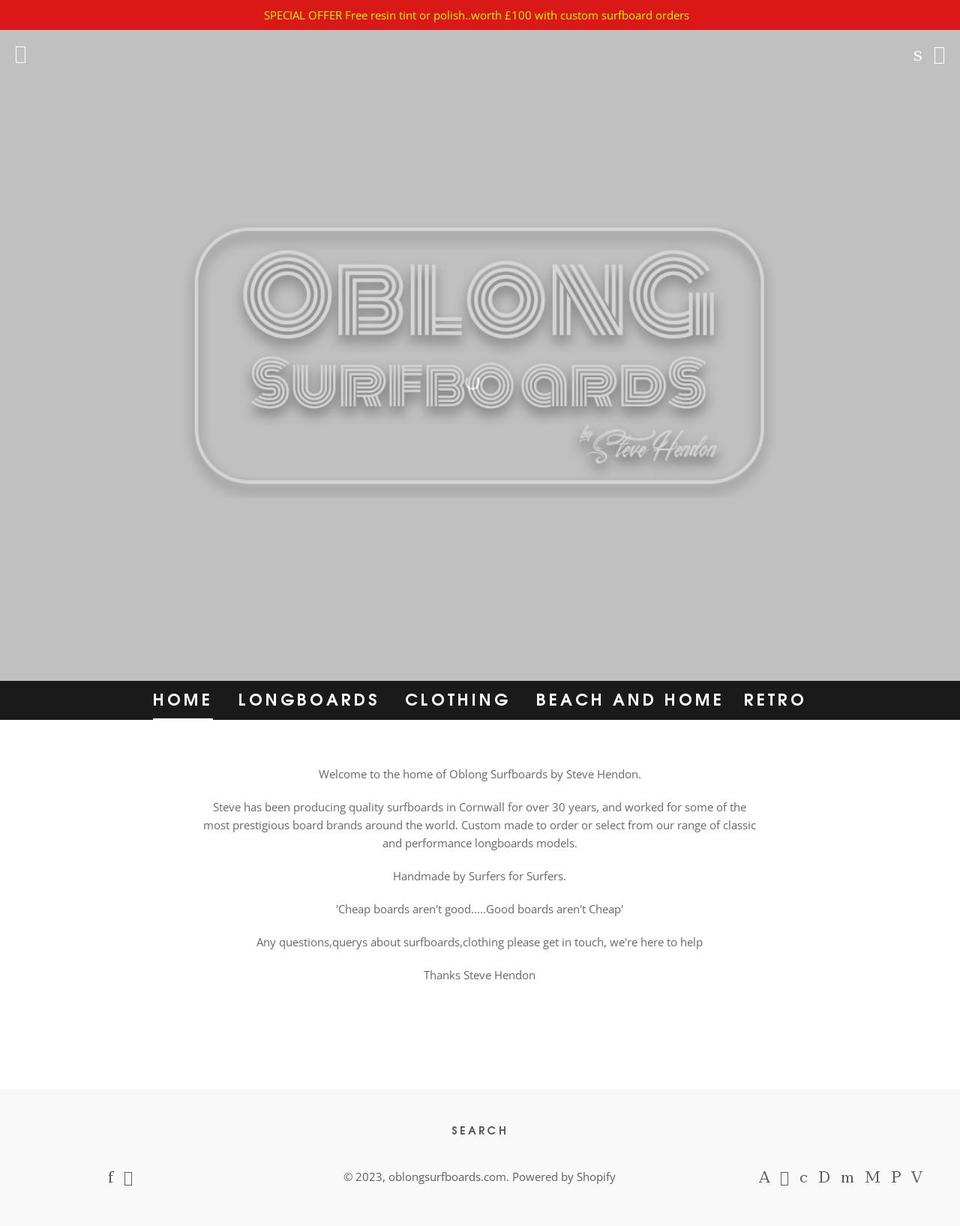 oblongsurfboards.com shopify website screenshot