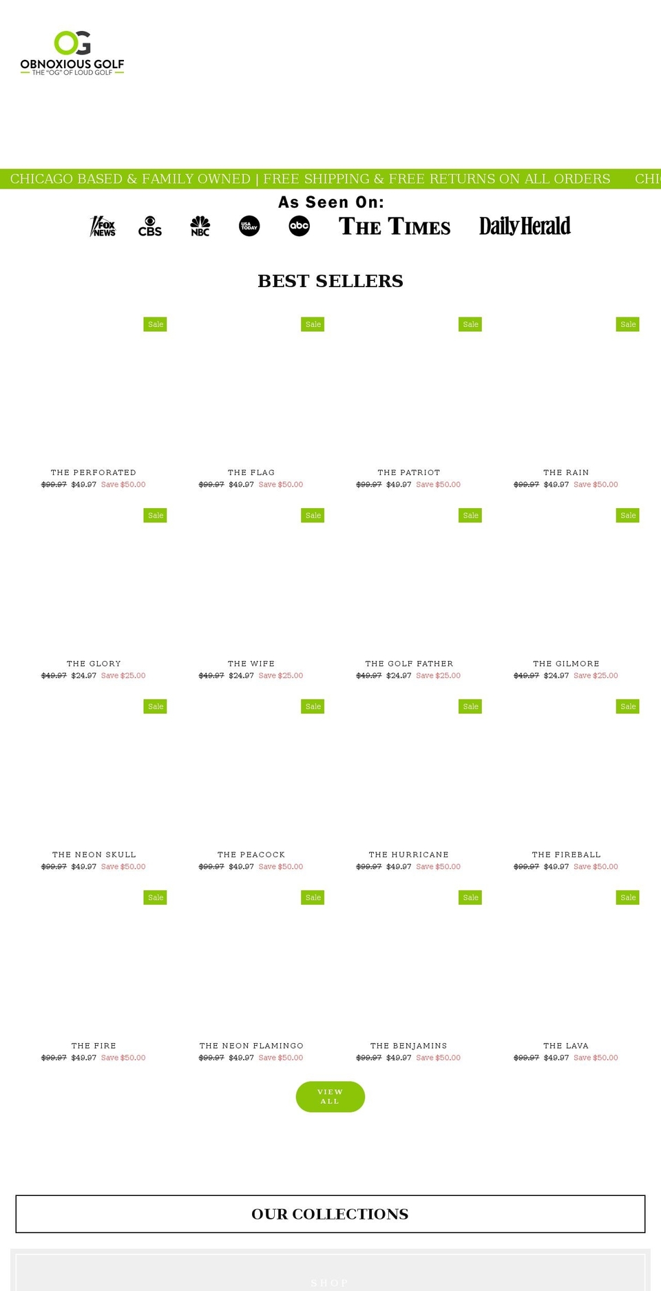 obnoxiousgolf.com shopify website screenshot