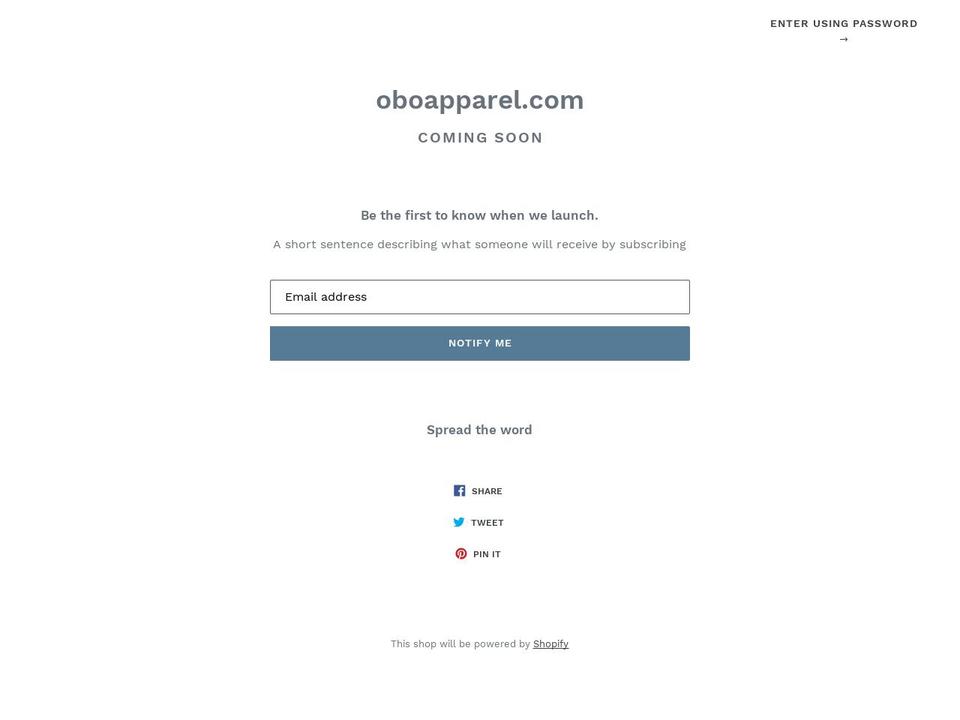 oboapparel.com — Shopify storefront screenshot