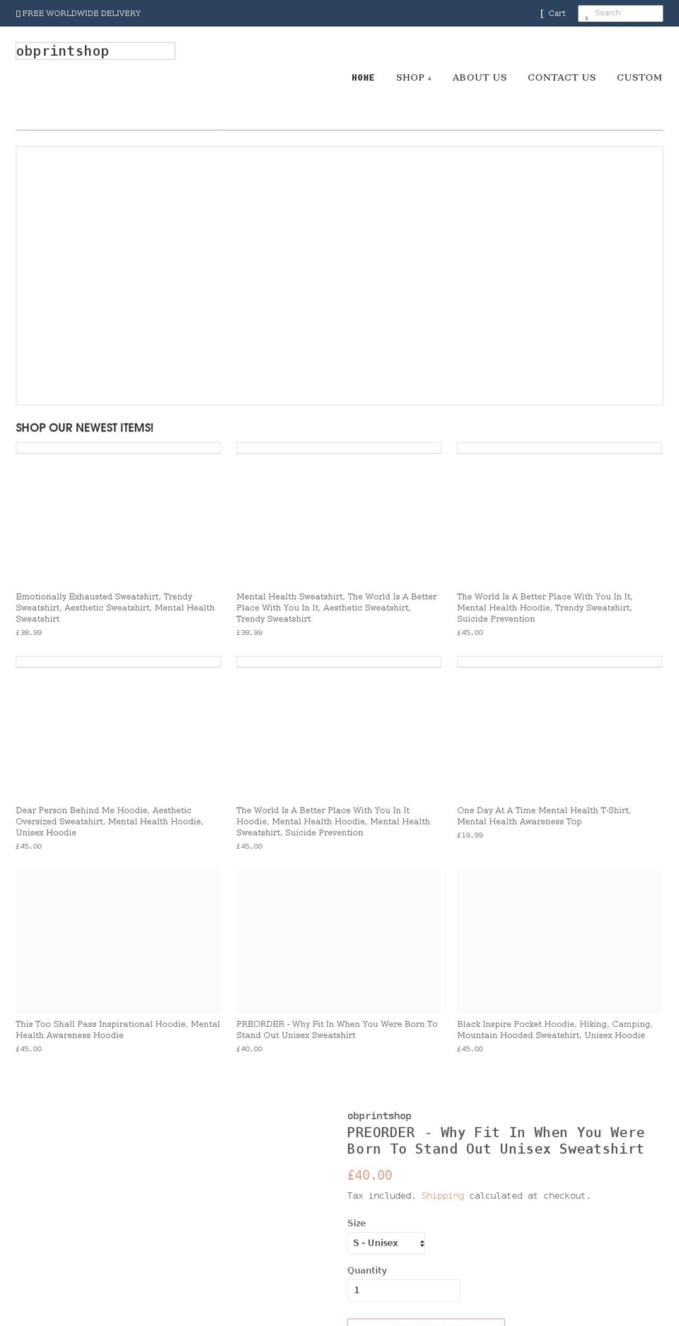 obprintshop.com shopify website screenshot