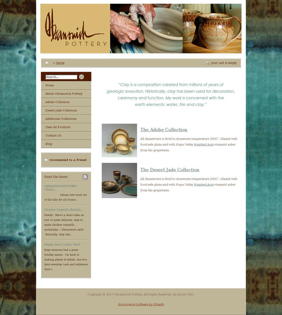 ivory-bright Shopify theme site example obranovichpottery.com