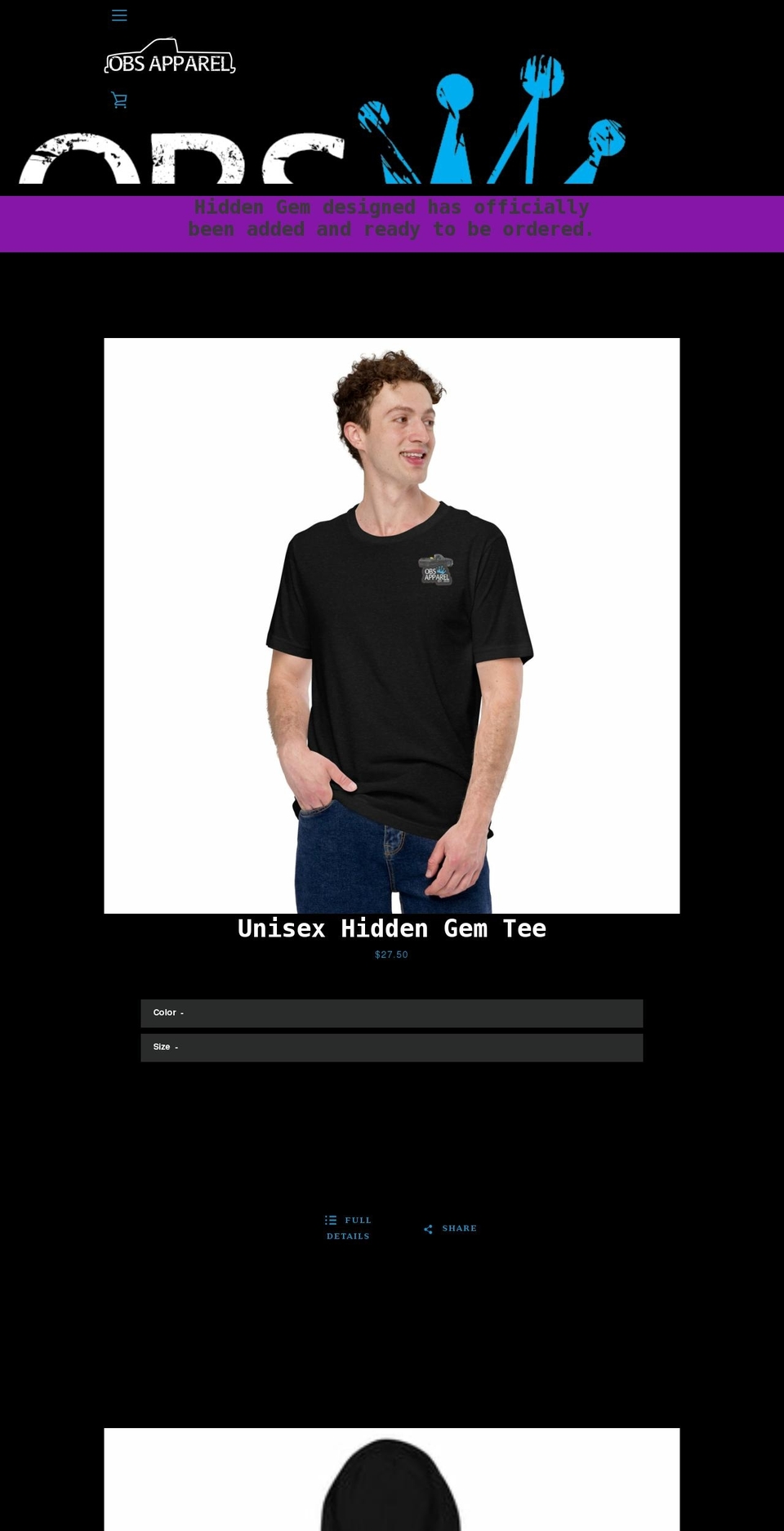 obsapparel.com shopify website screenshot