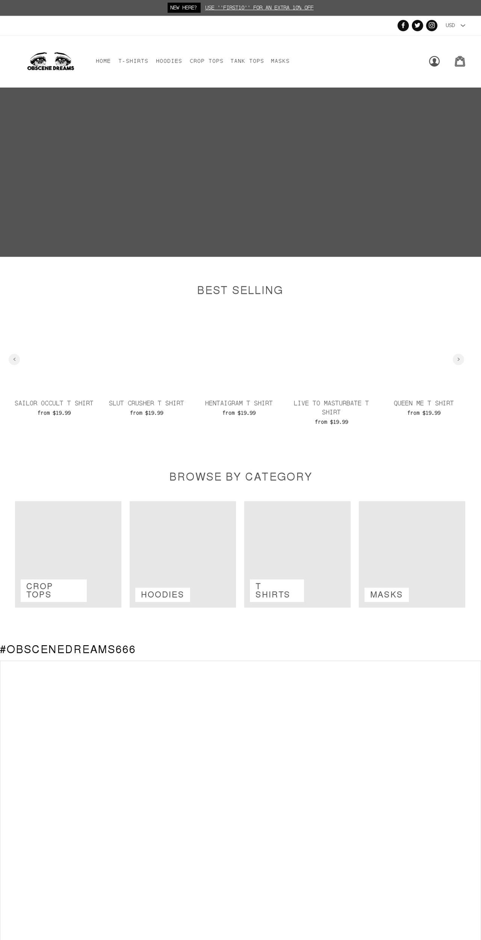 Dotcom Engine Design Shopify theme site example obscenedreams.com