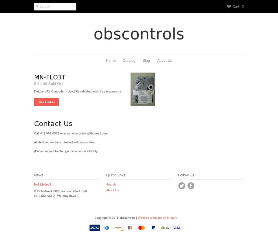 obscontrols.com shopify website screenshot