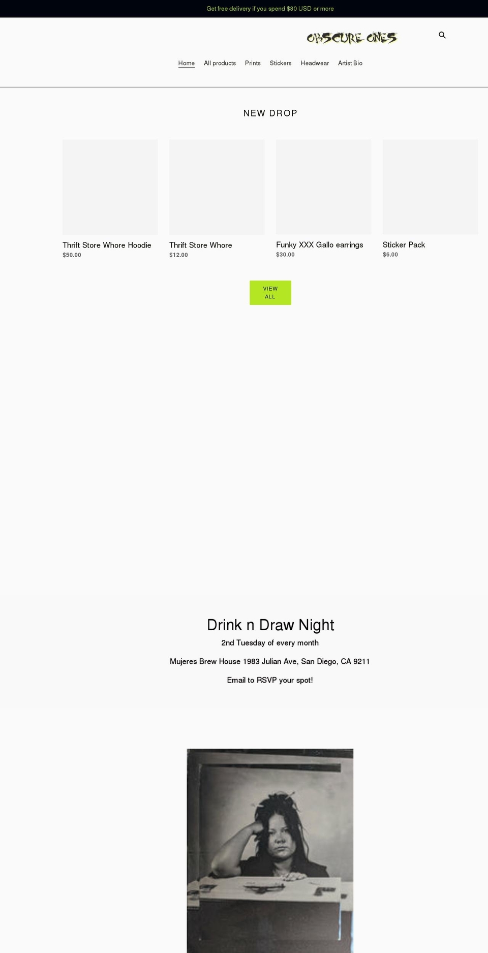 obscureones.com shopify website screenshot