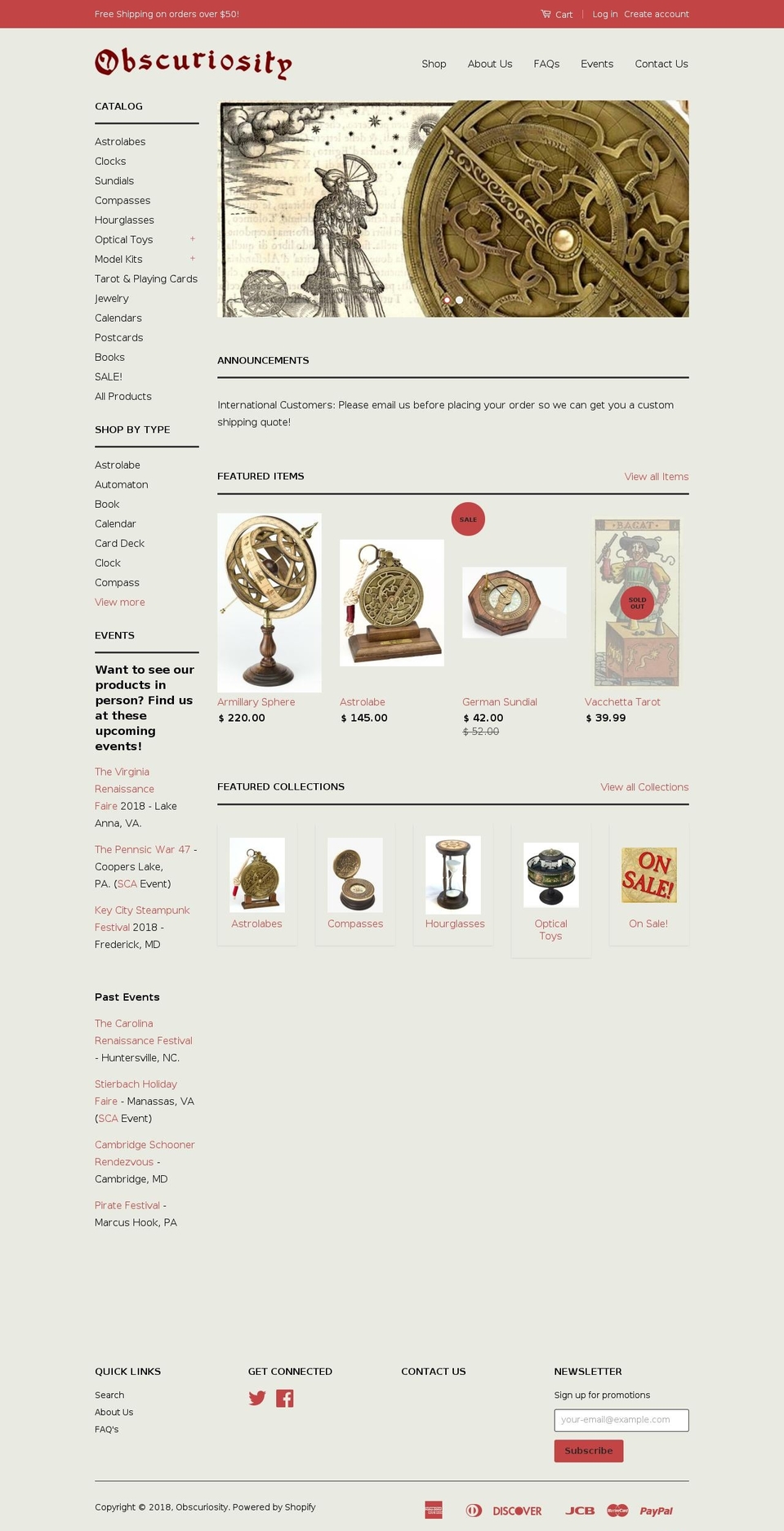 obscuriosity.com — Shopify storefront screenshot