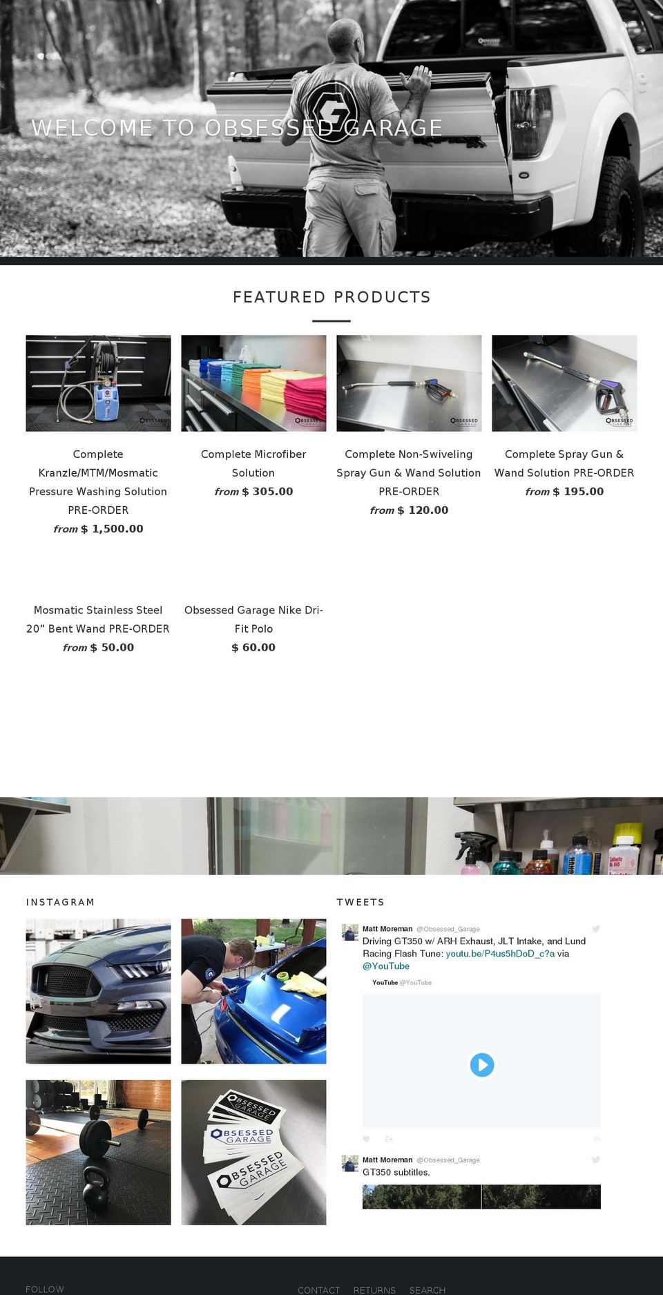 obsessedgaragestore.com shopify website screenshot