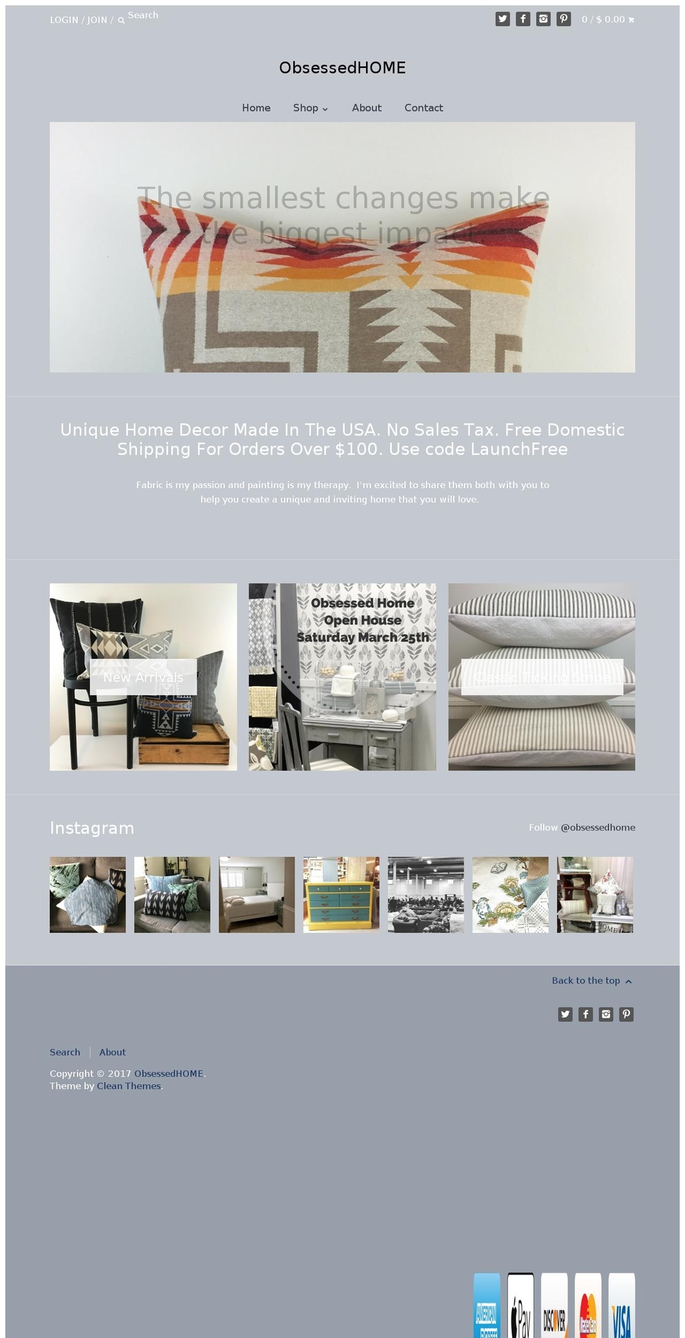 obsessedhome.com shopify website screenshot