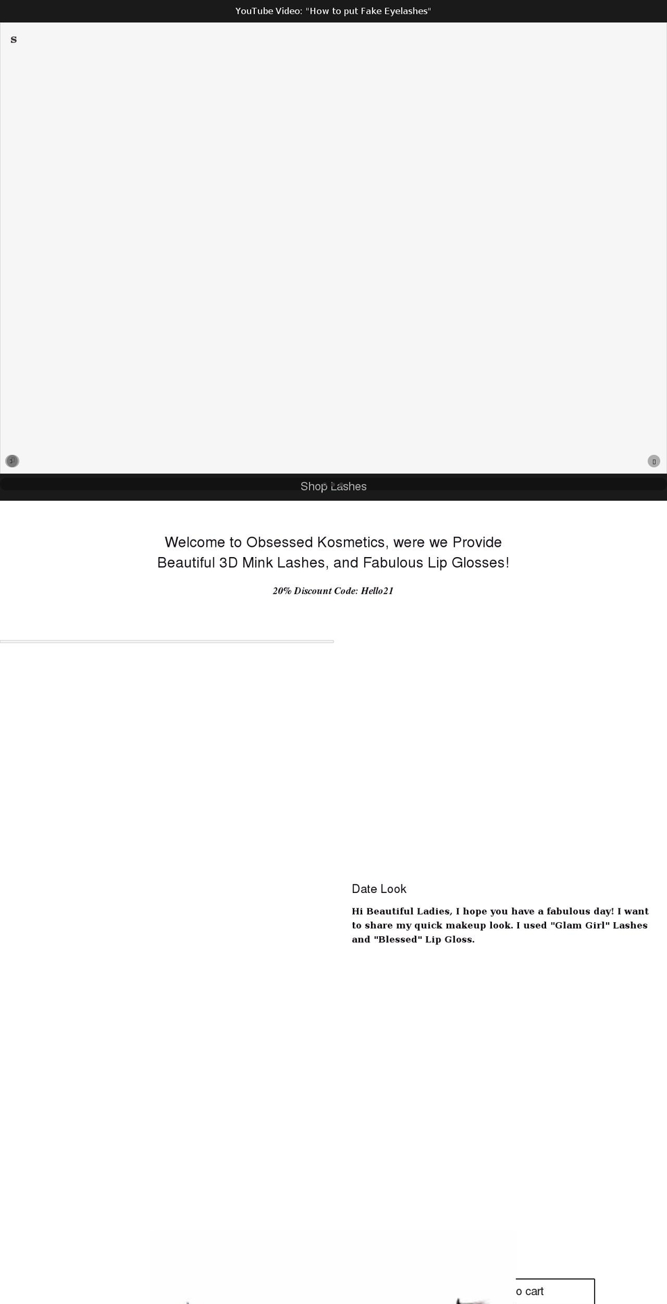 obsessedkosmetics.com shopify website screenshot