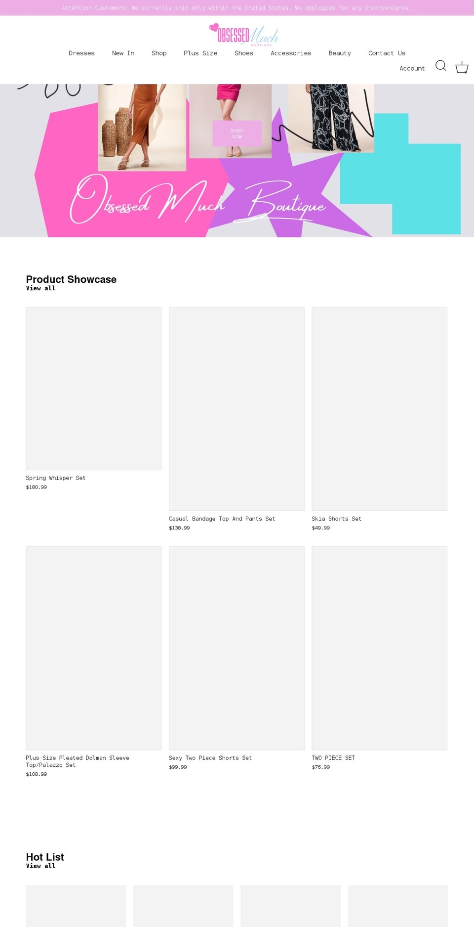 obsessedmuchboutique.com shopify website screenshot