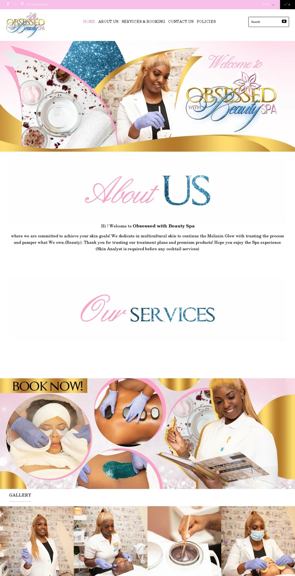 OBSESSED Shopify theme site example obsessedwithbeautyspa.com