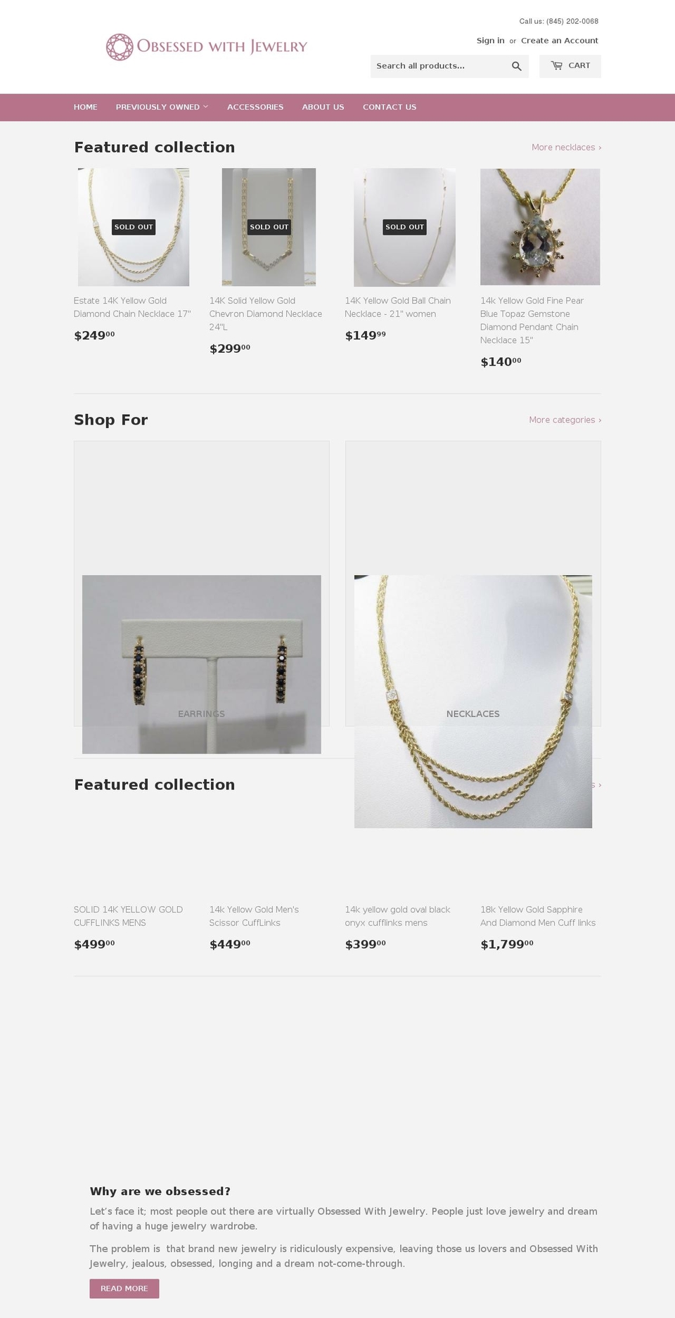 obsessedwithjewelry.com — Shopify storefront screenshot