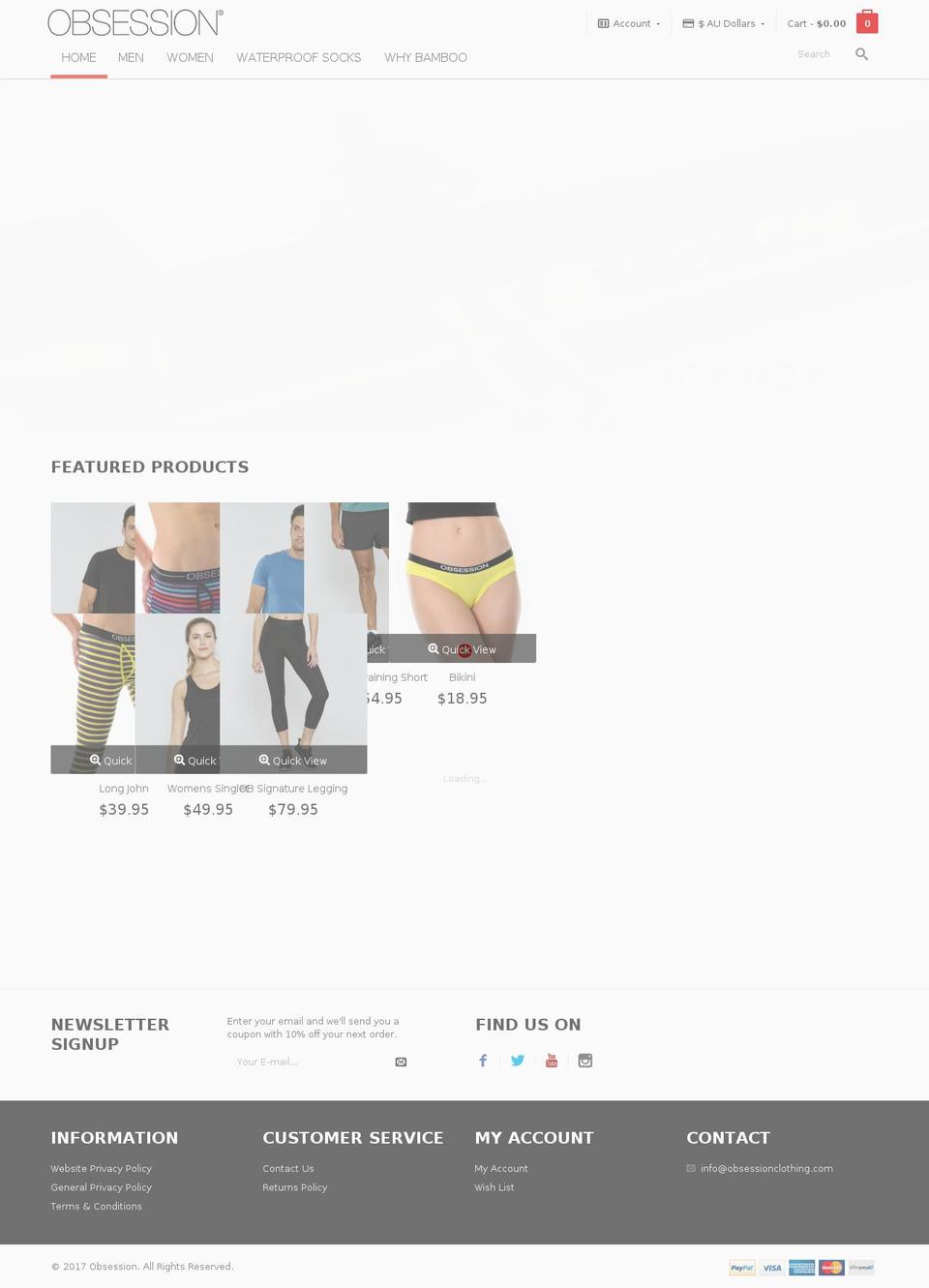 obsessionclothing.com shopify website screenshot