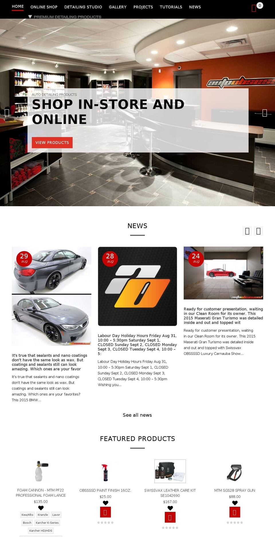 obsessiondetailing.net shopify website screenshot