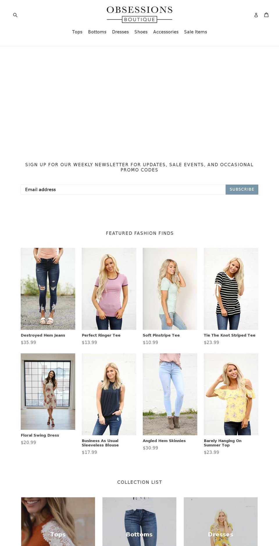 obsessionsboutique.com shopify website screenshot