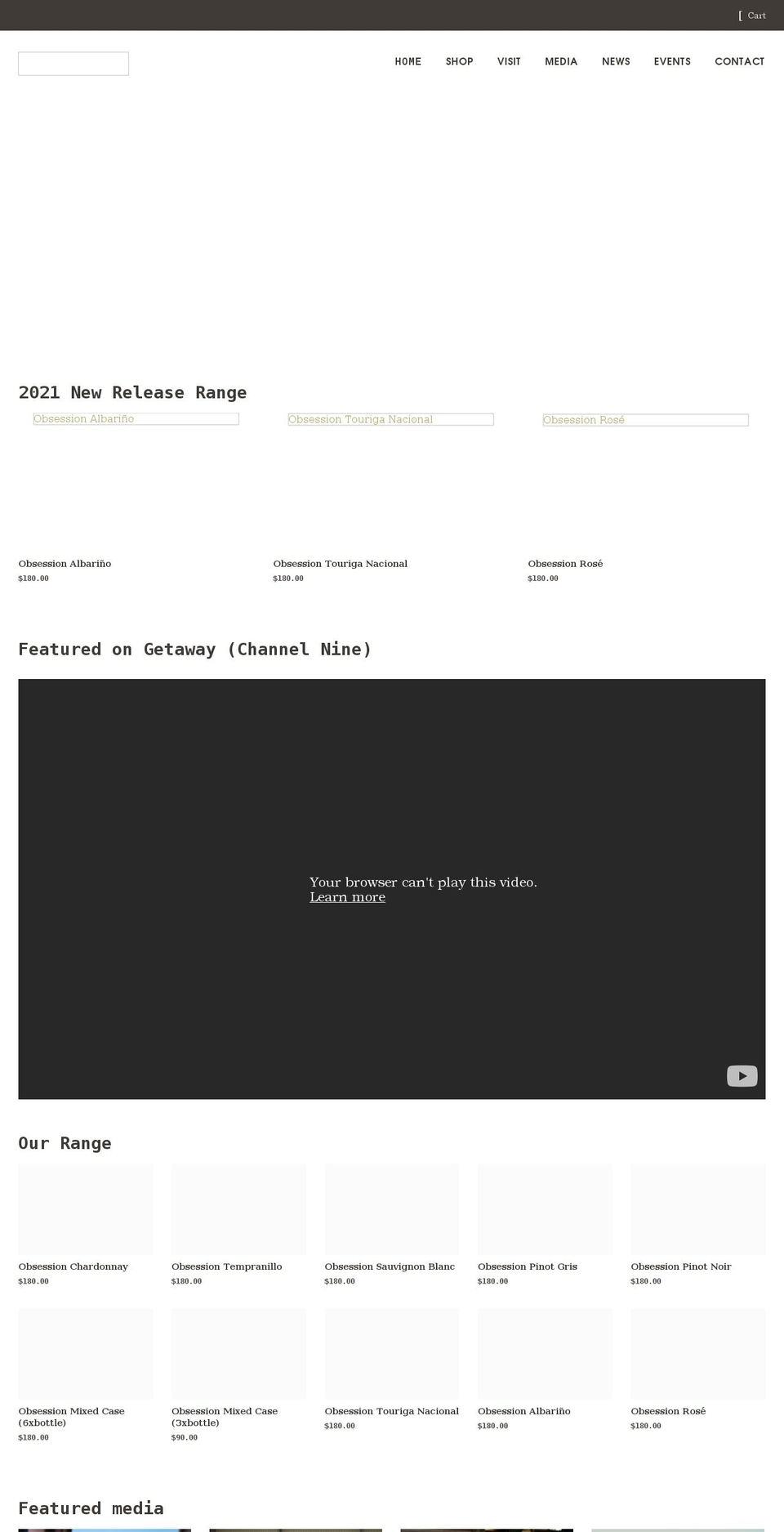 obsessionwines.com.au shopify website screenshot