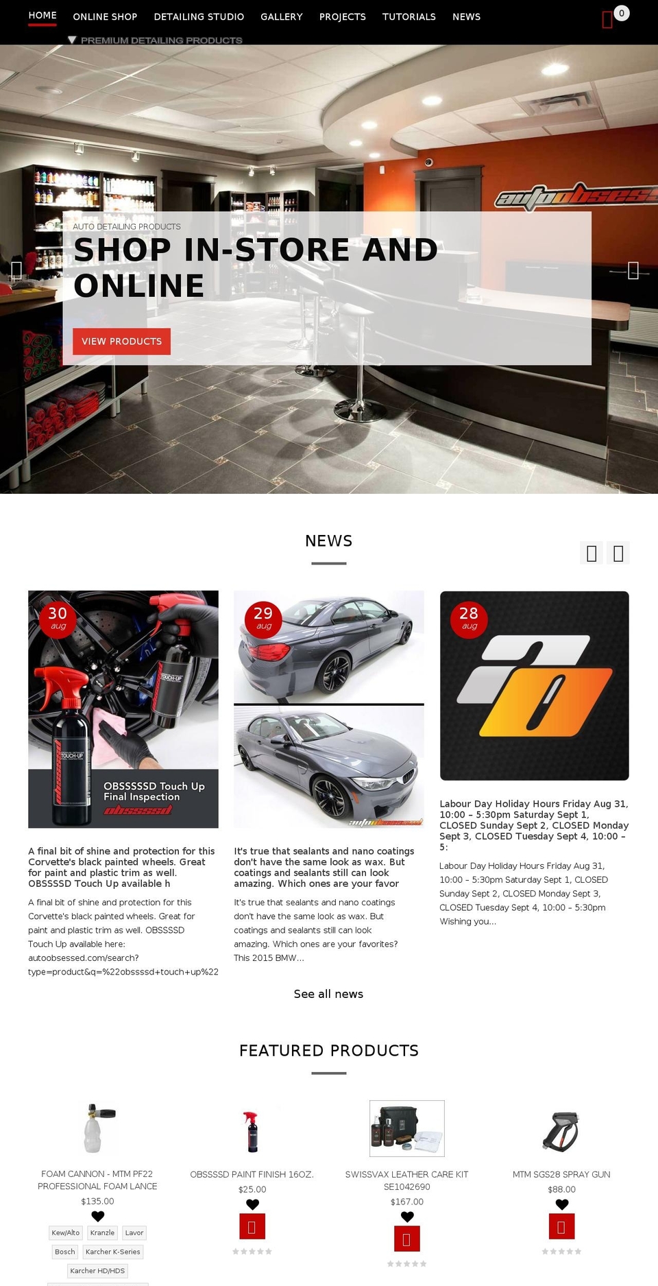 obsessivedetailing.net shopify website screenshot